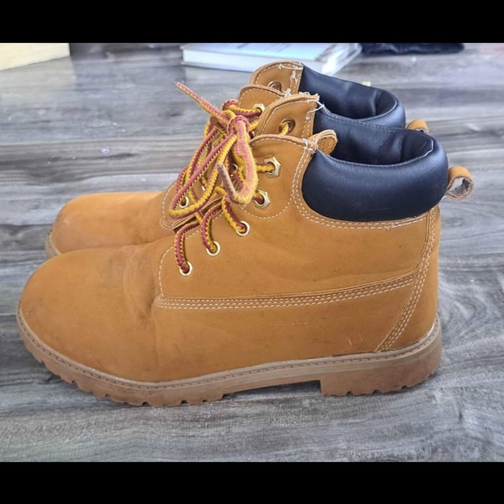 Tan Lace-Up Ankle Boots